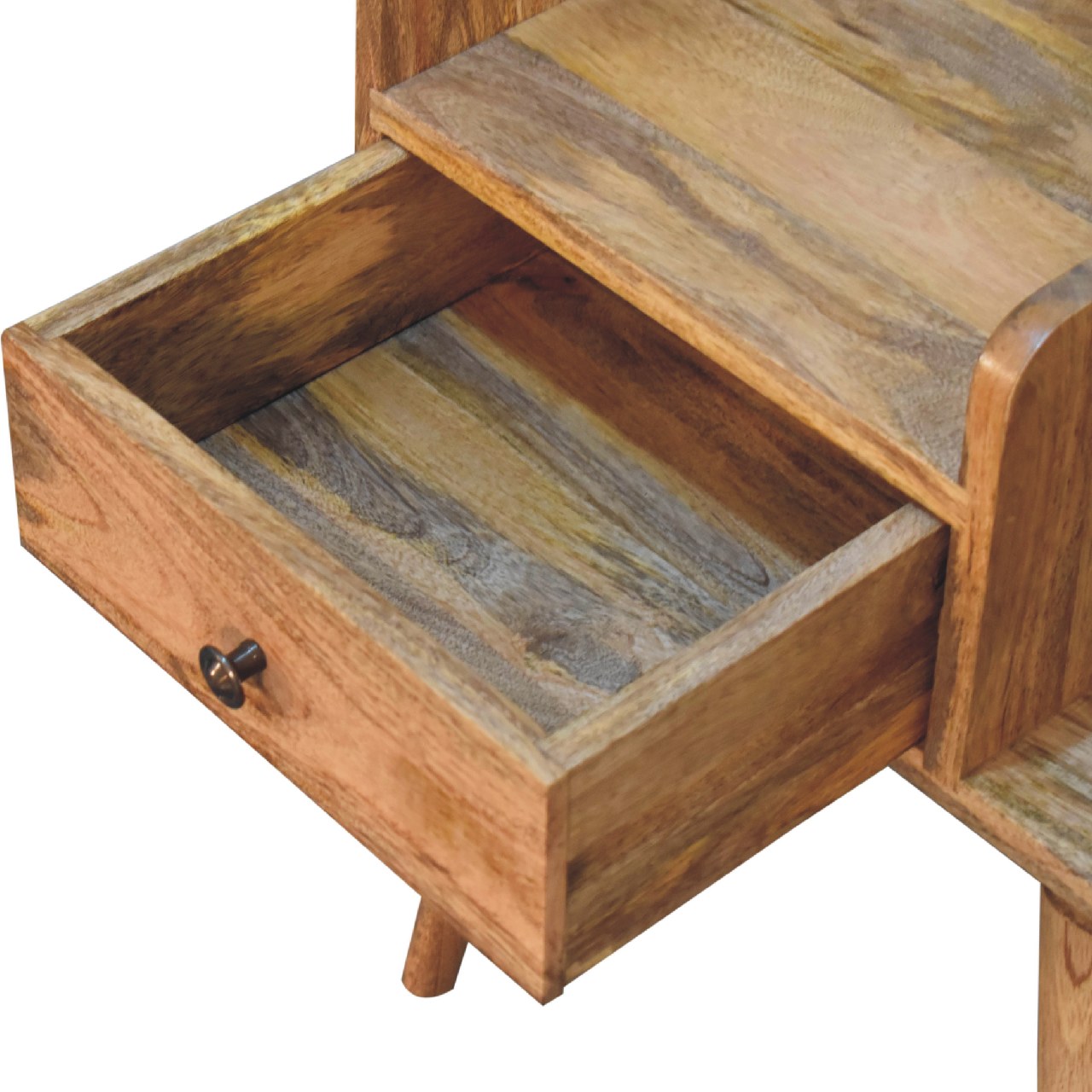 Giverny Oak Mango Wood Bedside Table Drawer and Storage Shelf