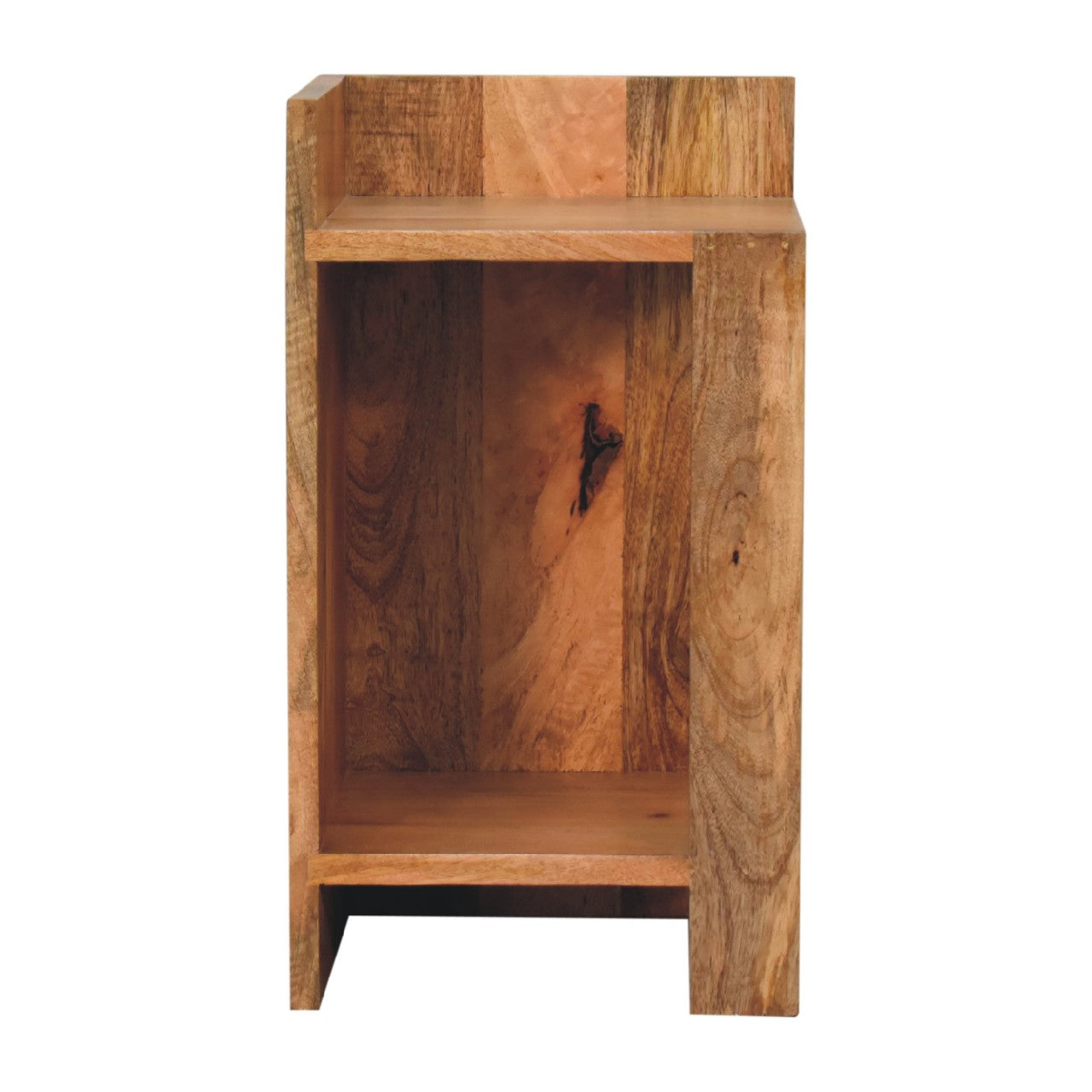 Gerberoy Oak Mango Wood Rustic Box Bedside Table Open Shelf
