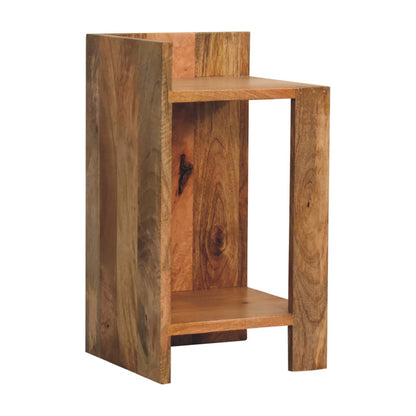 Gerberoy Oak Mango Wood Rustic Box Bedside Table Open Shelf