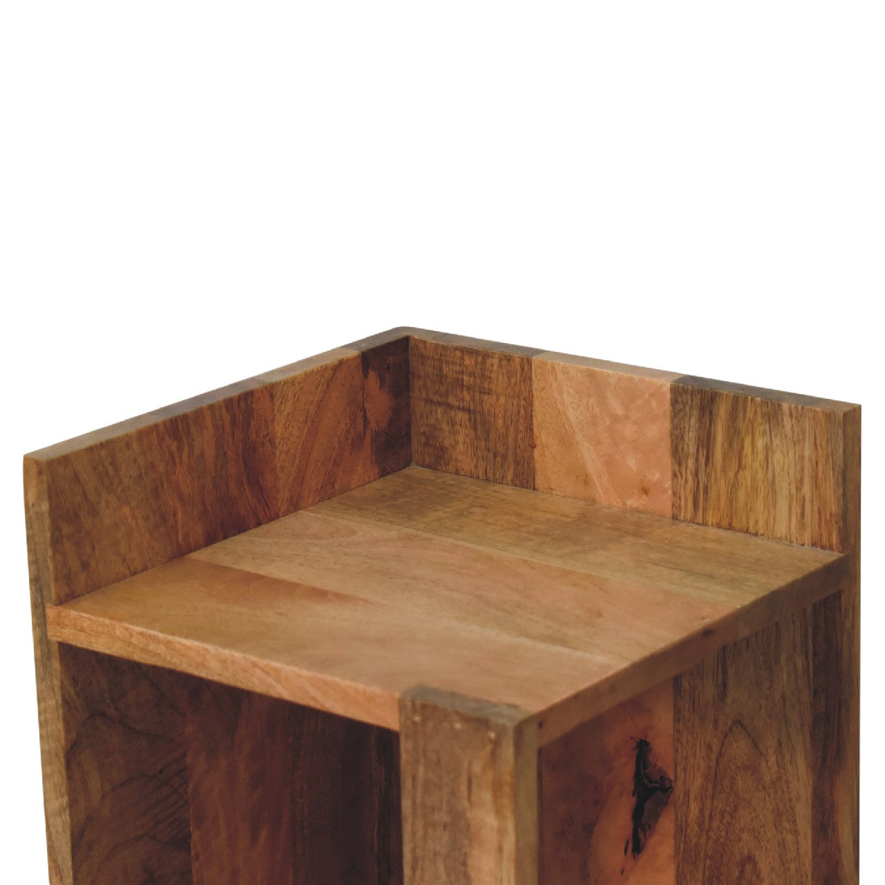 Gerberoy Oak Mango Wood Rustic Box Bedside Table Open Shelf