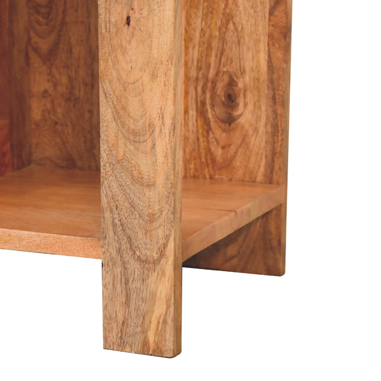 Gerberoy Oak Mango Wood Rustic Box Bedside Table Open Shelf