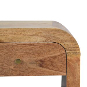 Tende Curved Minimalist Mango Wood Bedside Table with Drawer