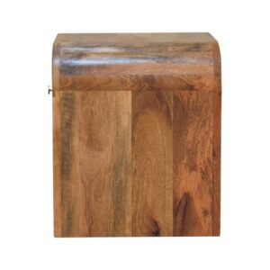 Tende Curved Minimalist Mango Wood Bedside Table with Drawer