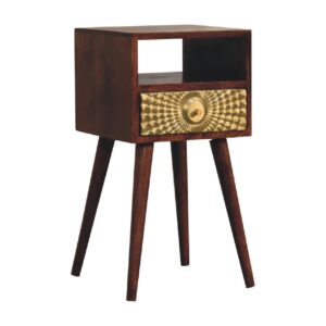 Megeve Eden Mini Bedside Table with Brass Drawer and Open Shelf