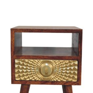 Megeve Eden Mini Bedside Table with Brass Drawer and Open Shelf