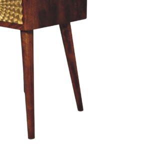 Megeve Eden Mini Bedside Table with Brass Drawer and Open Shelf