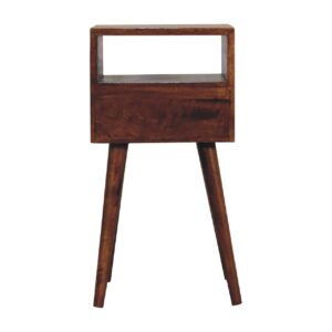 Megeve Eden Mini Bedside Table with Brass Drawer and Open Shelf