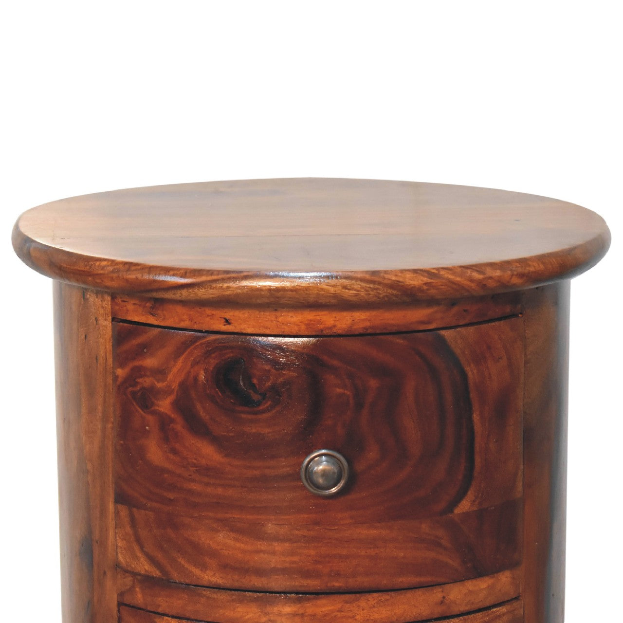 Rocamadour 3 Drawer Chestnut Sheesham Wood Drum Storage Chest