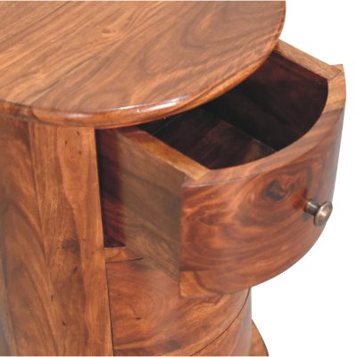 Rocamadour 3 Drawer Chestnut Sheesham Wood Drum Storage Chest