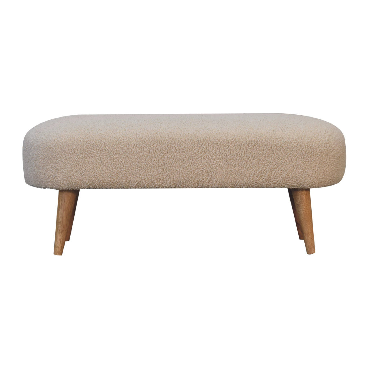Kipahulu Cream Boucle and Mango Wood Hallway Bench