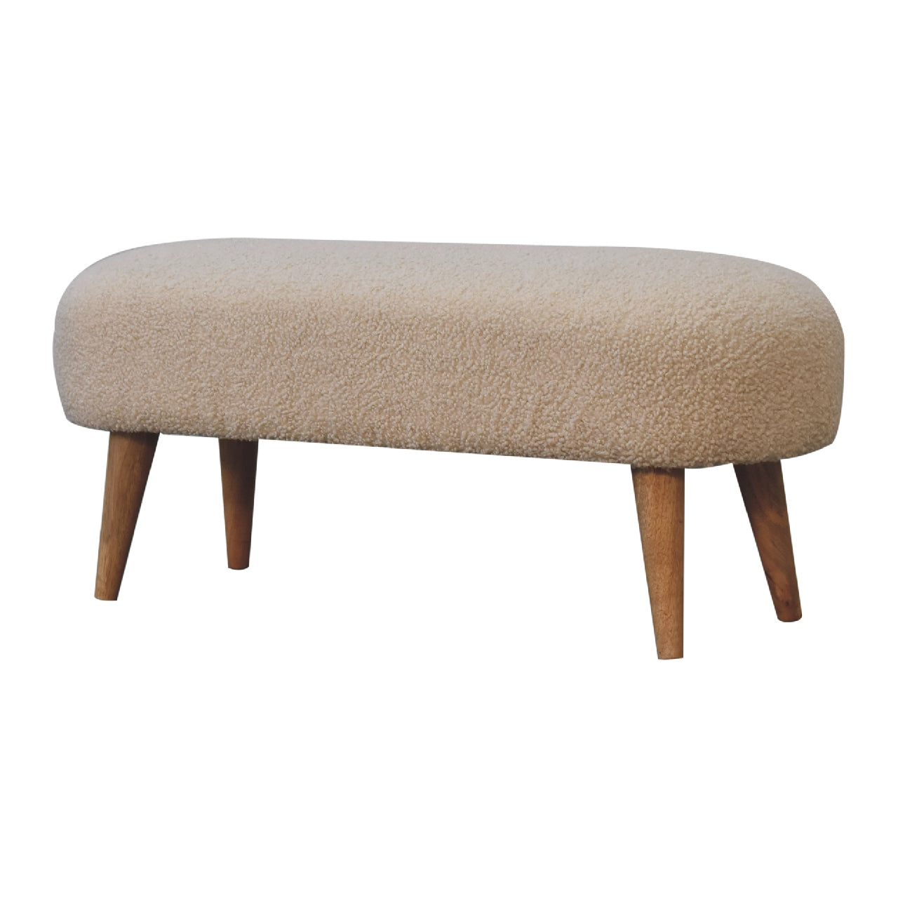 Kipahulu Cream Boucle and Mango Wood Hallway Bench