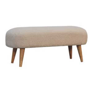 Kipahulu Cream Boucle and Mango Wood Hallway Bench