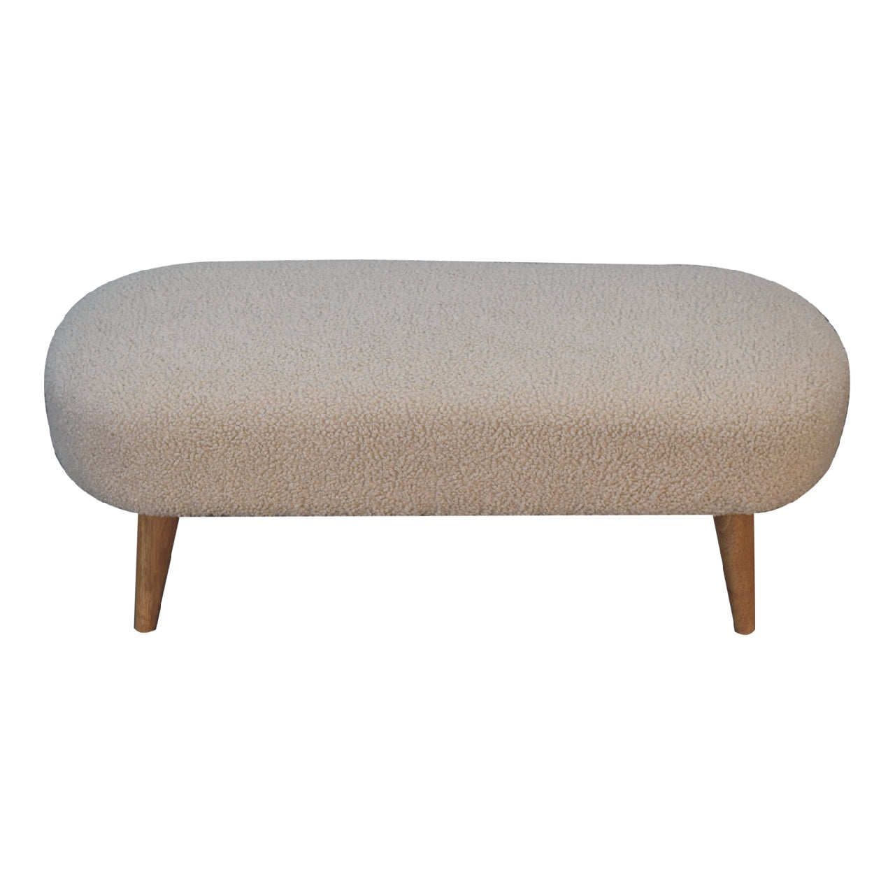 Kipahulu Cream Boucle and Mango Wood Hallway Bench