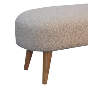 Kipahulu Cream Boucle and Mango Wood Hallway Bench
