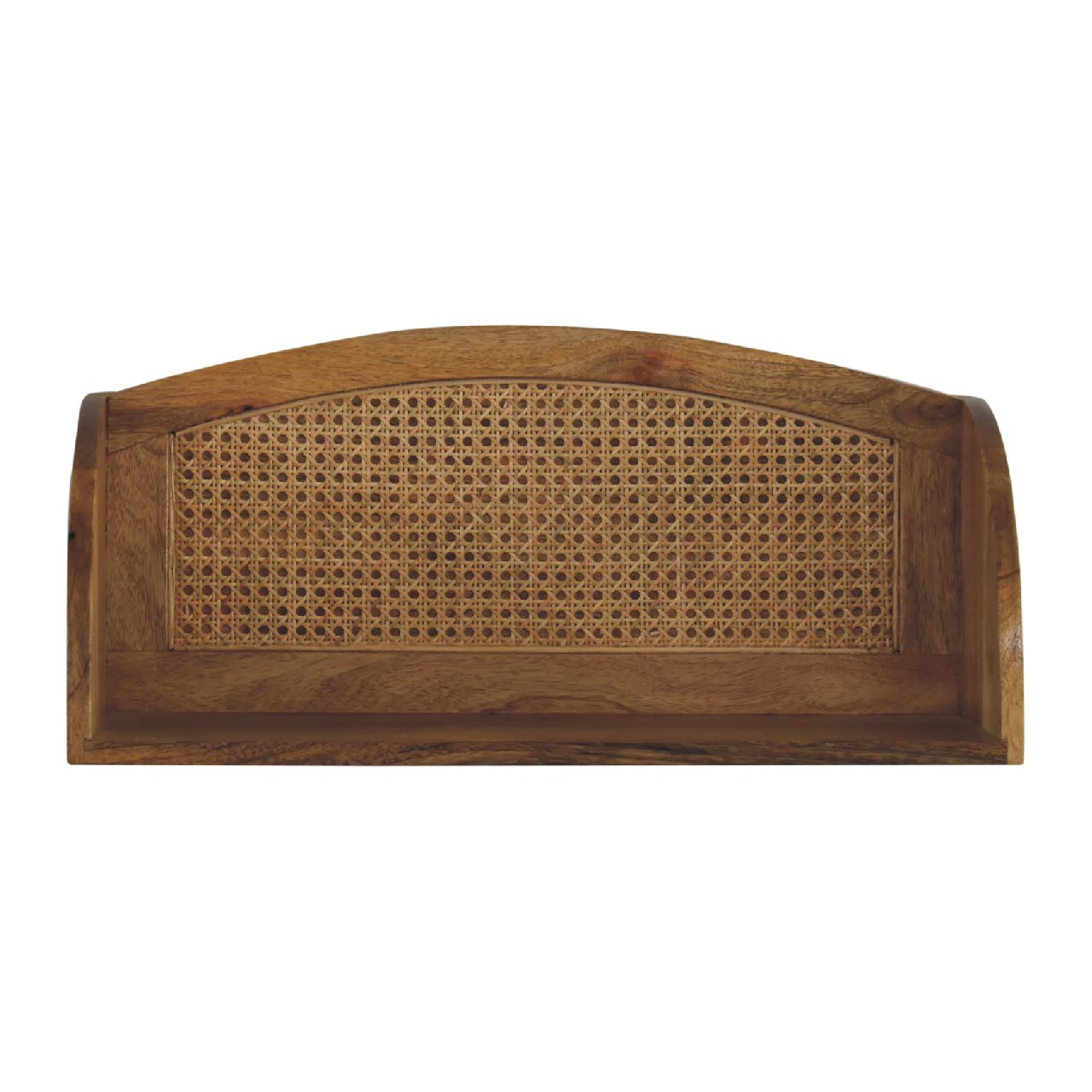 Peillon Woven Rattan and Mango Wood Open Wall Mounted Shelf