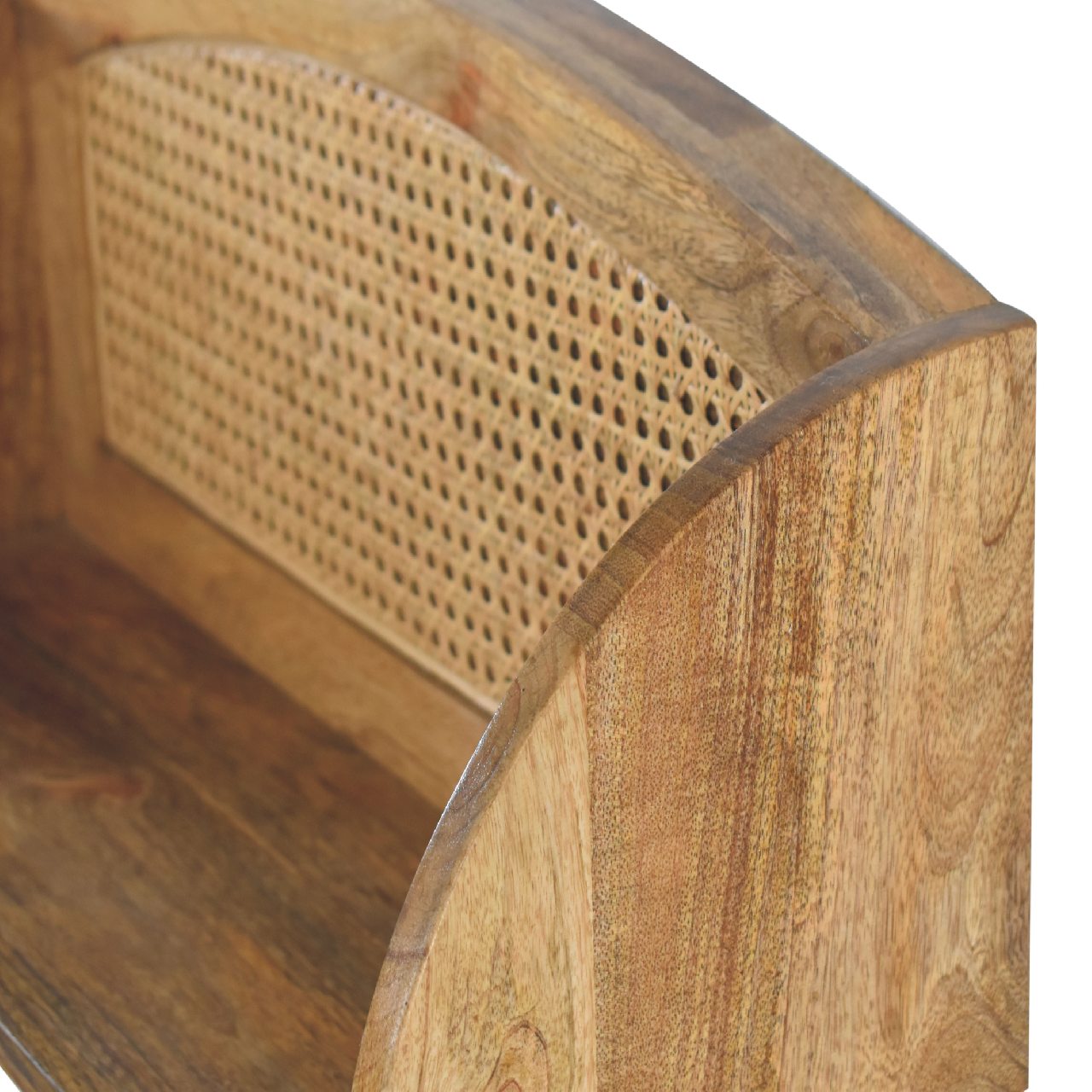 Peillon Woven Rattan and Mango Wood Open Wall Mounted Shelf