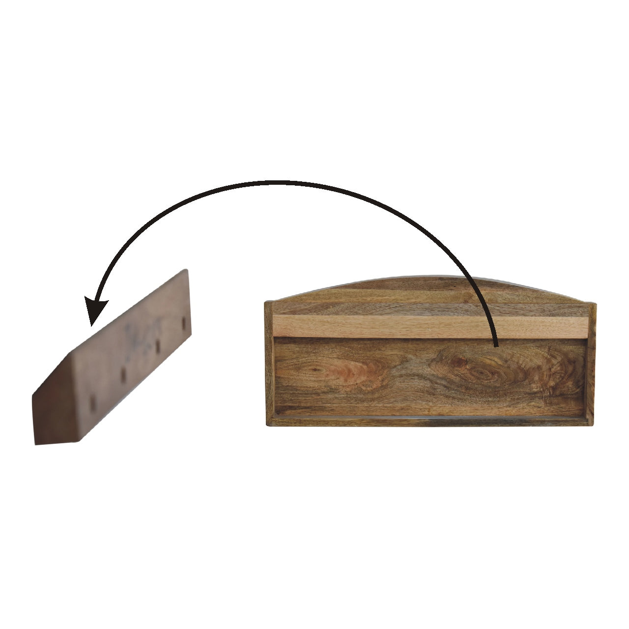 Peillon Woven Rattan and Mango Wood Open Wall Mounted Shelf