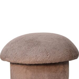 Pont Aven Grey Faux Fur Mushroom Footstool