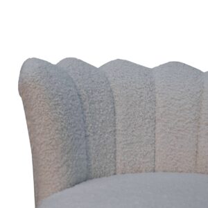 Sarlat White Boucle Scalloped Cosy Swivel Chair With Brass Base