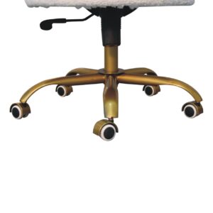 Sarlat White Boucle Scalloped Cosy Swivel Chair With Brass Base