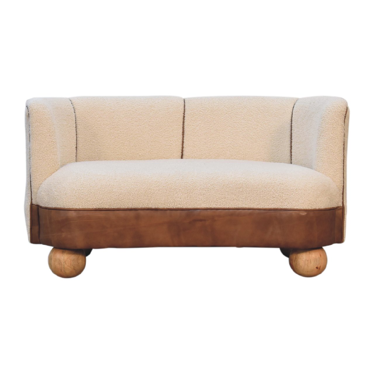 Olbia Cream Boucle and Buffalo Leather Small Sofa