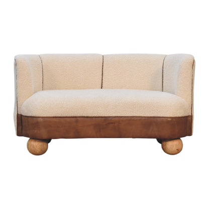Olbia Cream Boucle and Buffalo Leather Small Sofa
