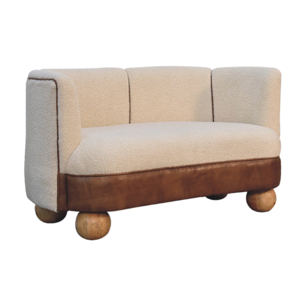 Olbia Cream Boucle and Buffalo Leather Small Sofa