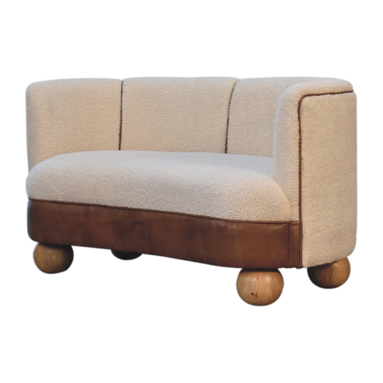 Olbia Cream Boucle and Buffalo Leather Small Sofa