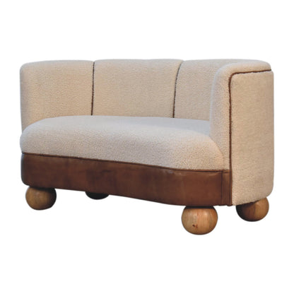 Olbia Cream Boucle and Buffalo Leather Small Sofa