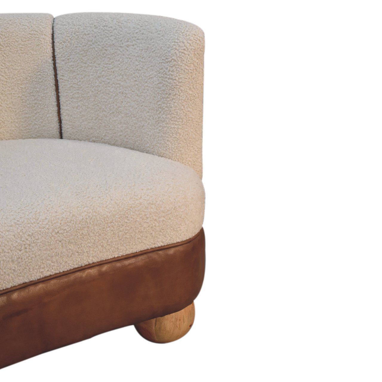 Olbia Cream Boucle and Buffalo Leather Small Sofa