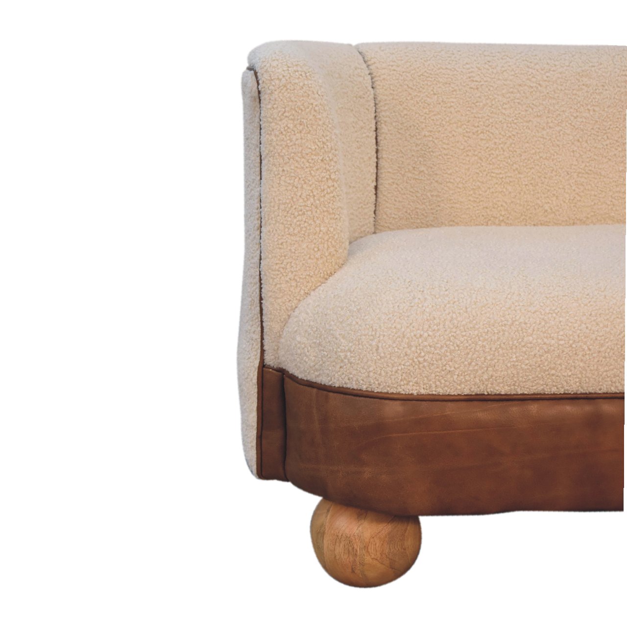 Olbia Cream Boucle and Buffalo Leather Small Sofa