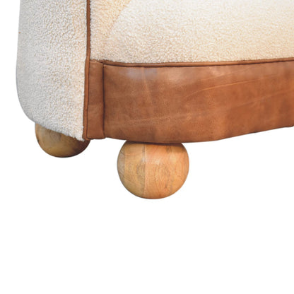 Olbia Cream Boucle and Buffalo Leather Small Sofa