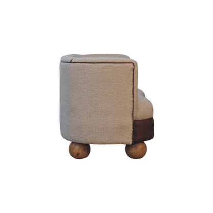 Olbia Cream Boucle and Buffalo Leather Small Sofa
