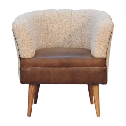 Olbia Cream Boucle and Buffalo Leather Armchair
