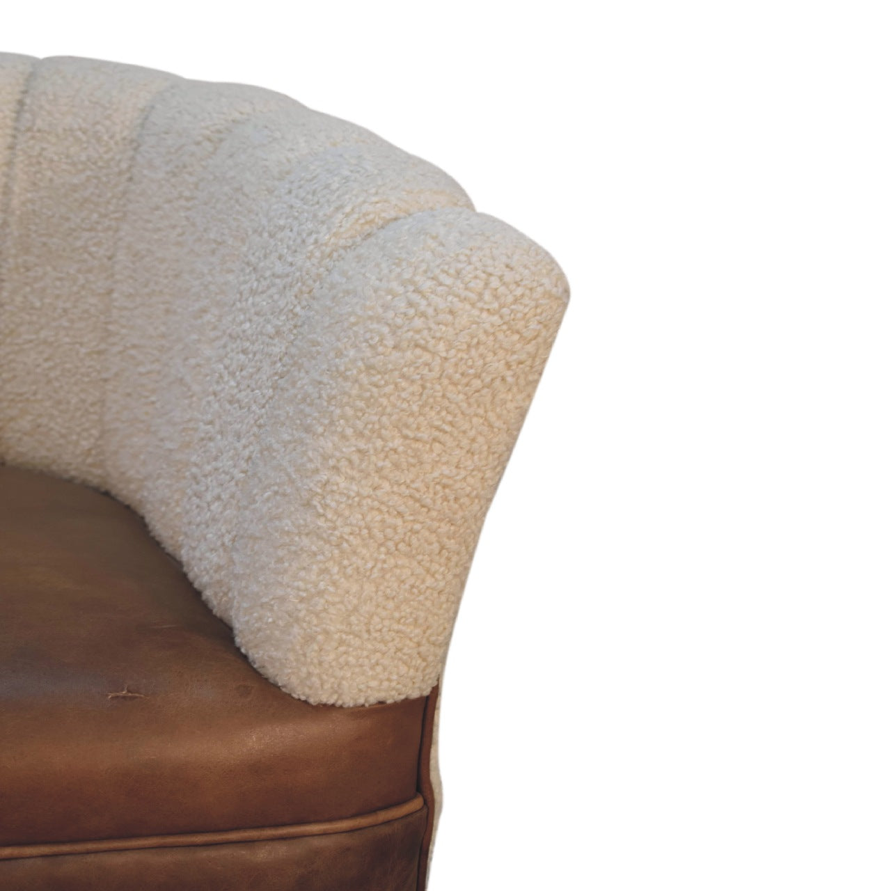 Olbia Cream Boucle and Buffalo Leather Armchair