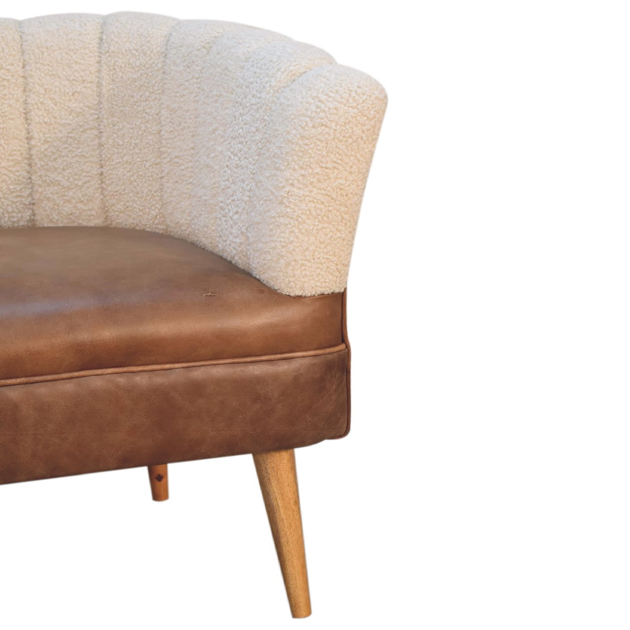 Olbia Cream Boucle and Buffalo Leather Armchair