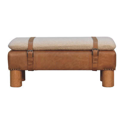 Beynac Strapped Buffalo Leather Rectangular Bench