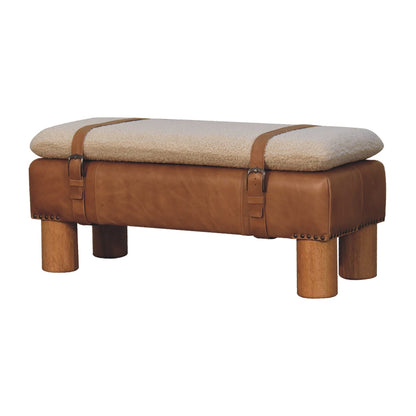 Beynac Strapped Buffalo Leather Rectangular Bench