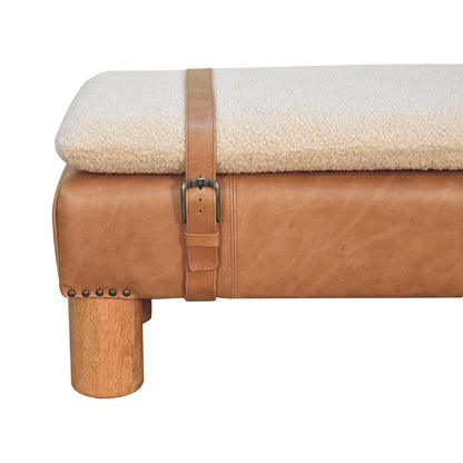 Beynac Strapped Buffalo Leather Rectangular Bench