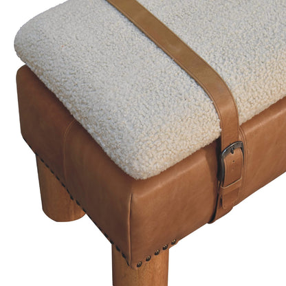 Beynac Strapped Buffalo Leather Rectangular Bench