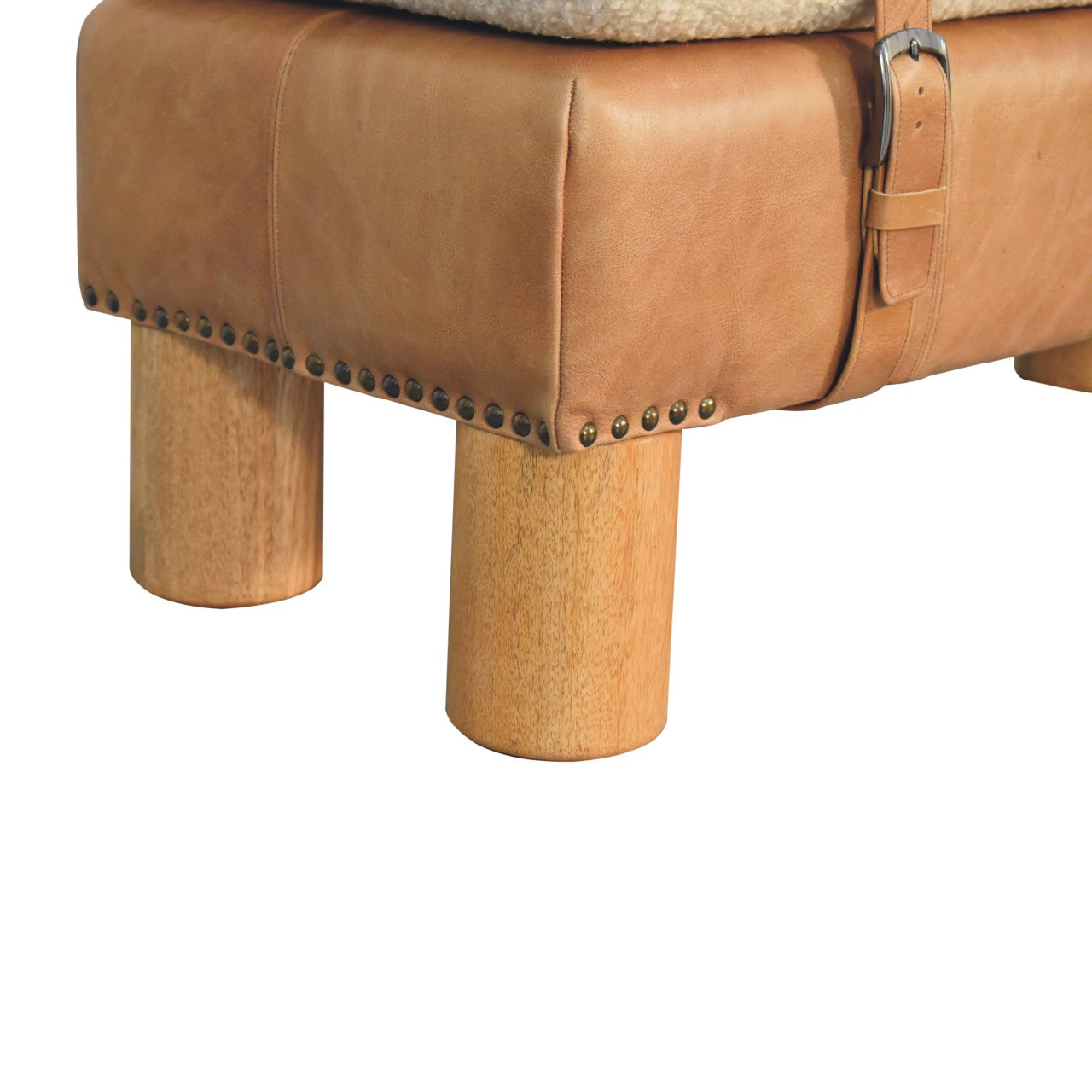Beynac Strapped Buffalo Leather Rectangular Bench
