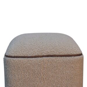 Wailea Grey Boucle and Mango Wood Footstool with Ball Feet