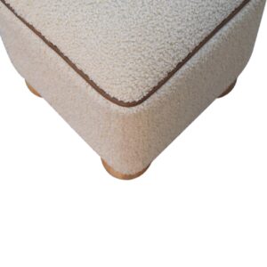 Wailea Grey Boucle and Mango Wood Footstool with Ball Feet