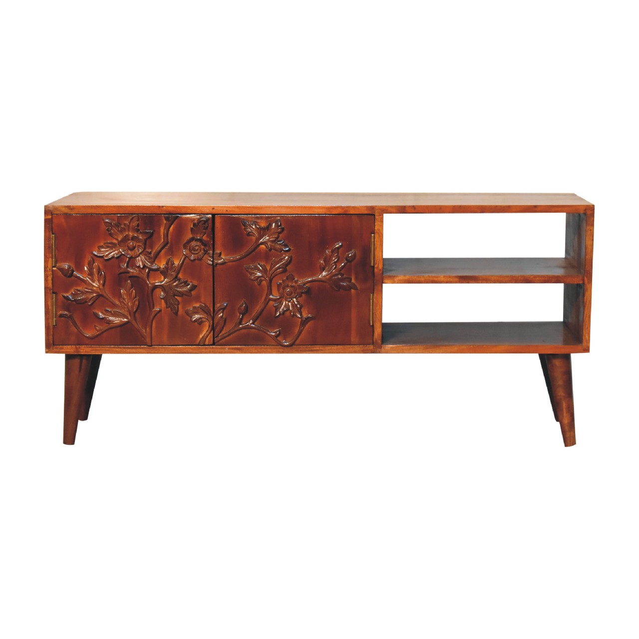 Collonges Melia Wood Botanic TV Unit 2 Drawers 2 Shelves