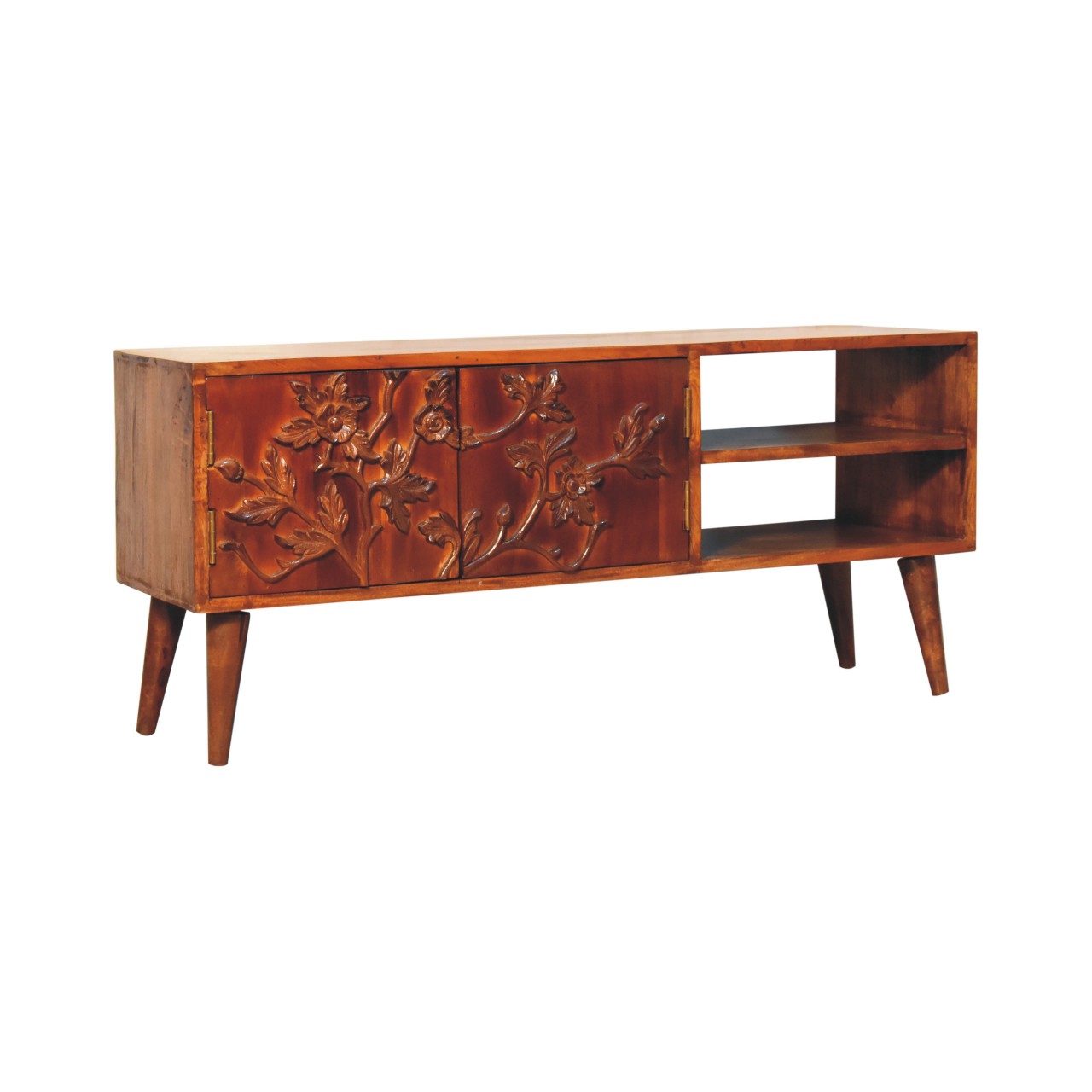 Collonges Melia Wood Botanic TV Unit 2 Drawers 2 Shelves