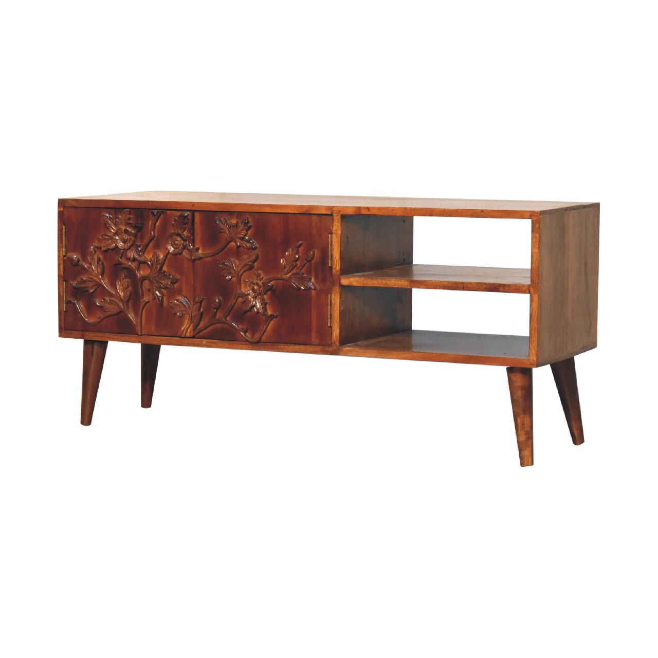 Collonges Melia Wood Botanic TV Unit 2 Drawers 2 Shelves