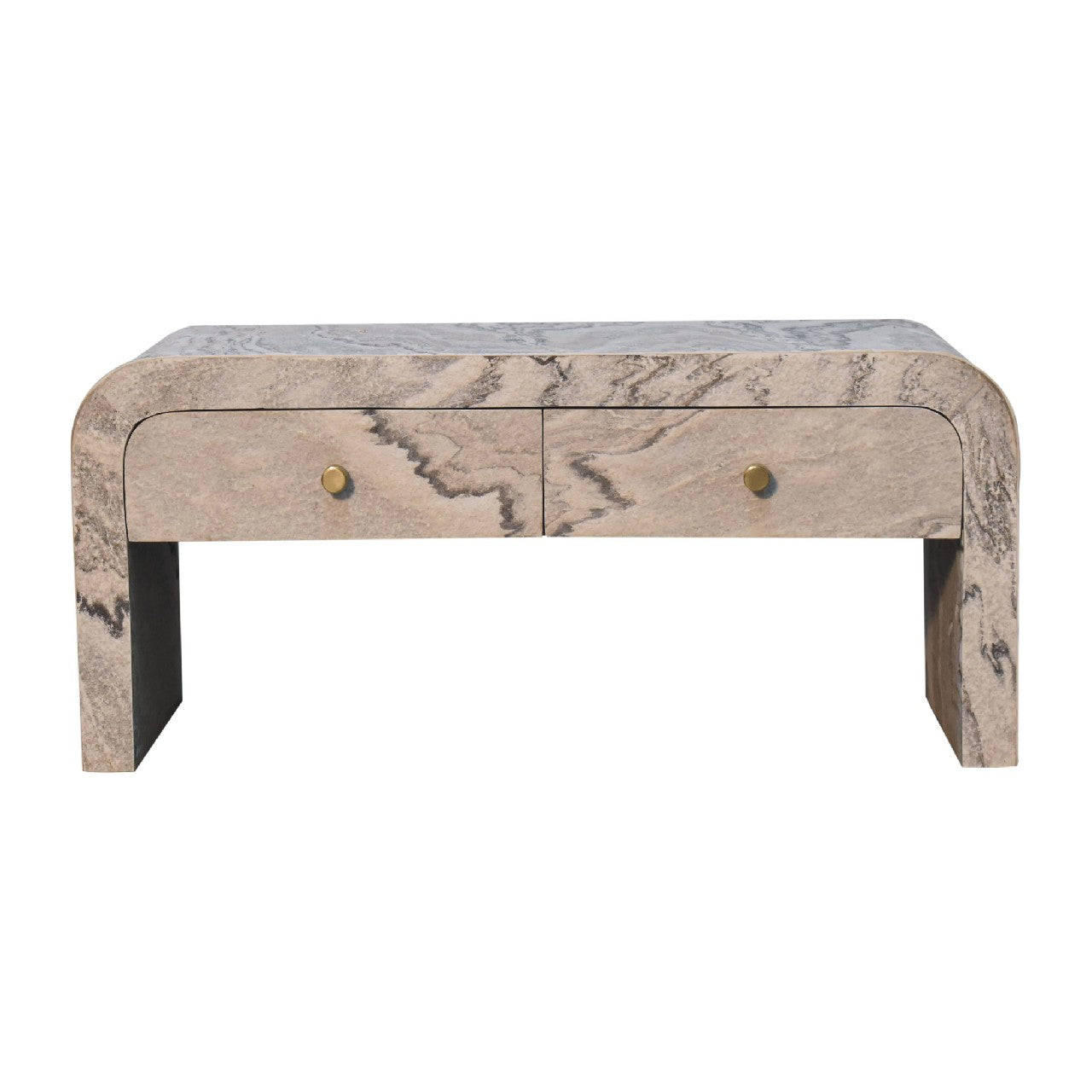 Eguishem Natural Wood and Marble Effect Tv Stand