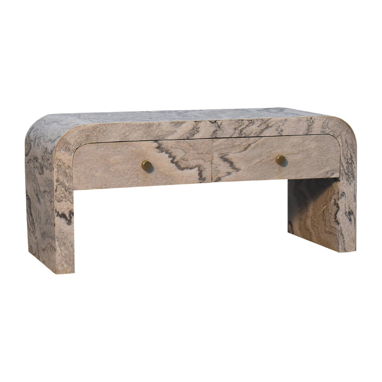 Eguishem Natural Wood and Marble Effect Tv Stand