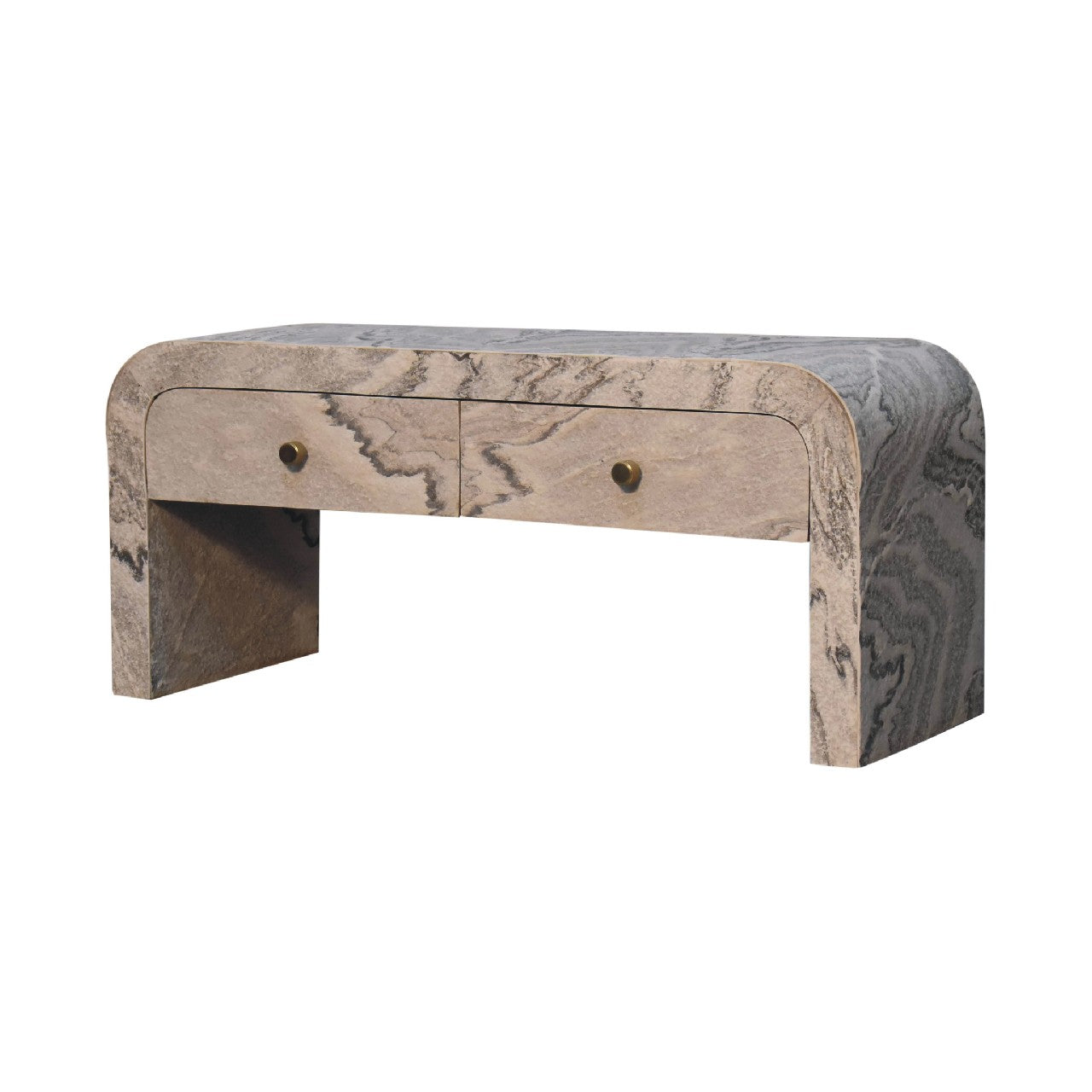 Eguishem Natural Wood and Marble Effect Tv Stand