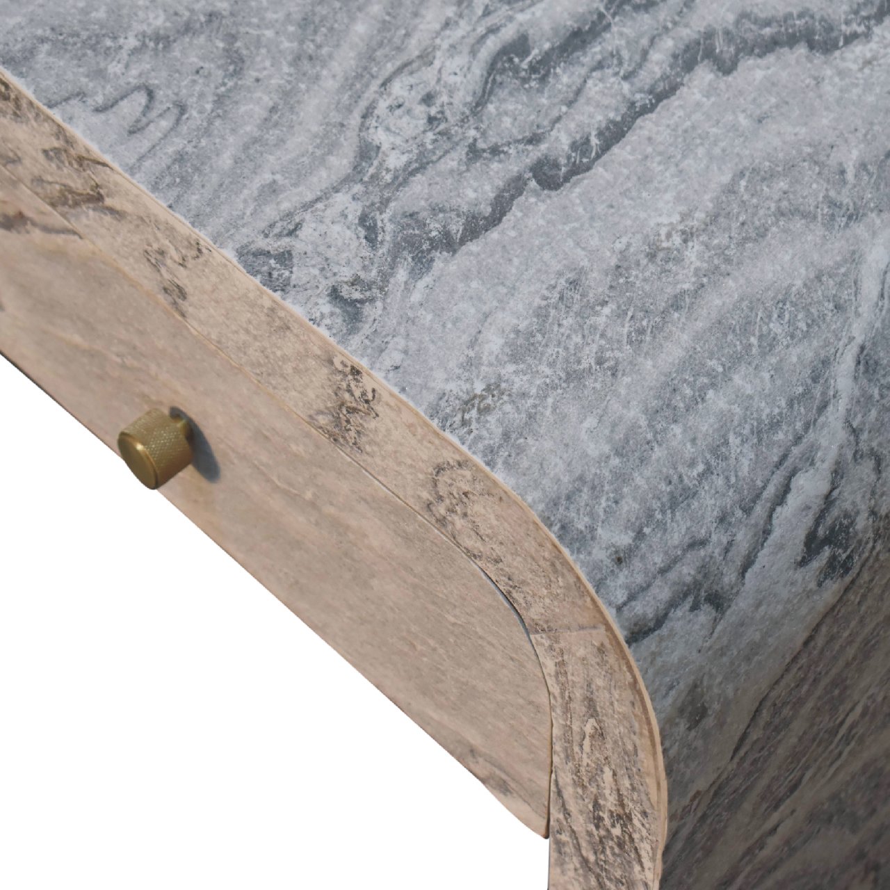 Eguishem Natural Wood and Marble Effect Tv Stand